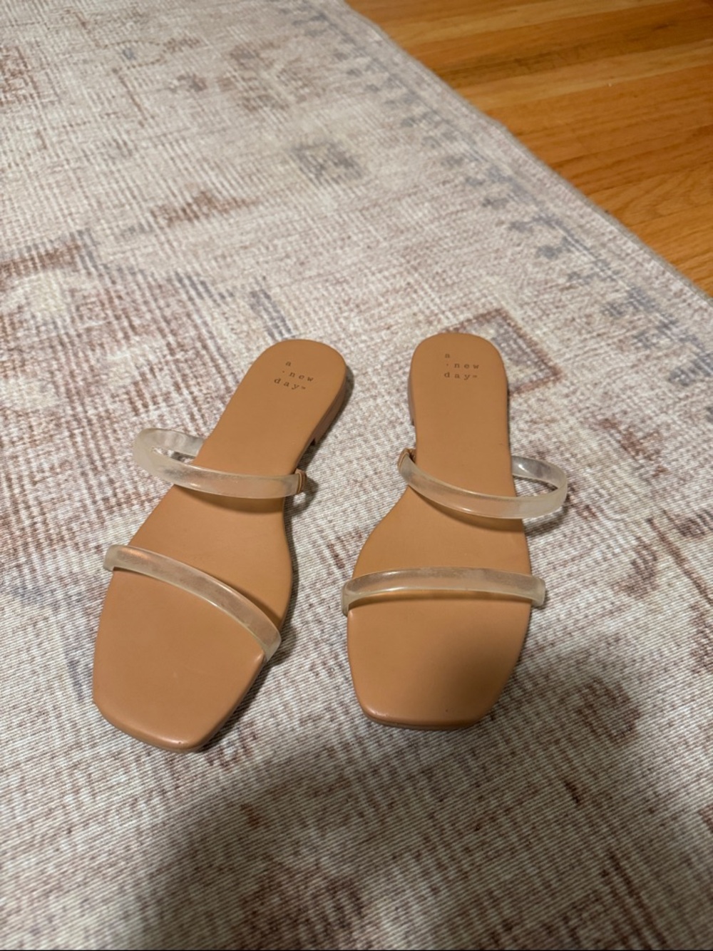 A New Day Slide Sandals with Clear Double Straps